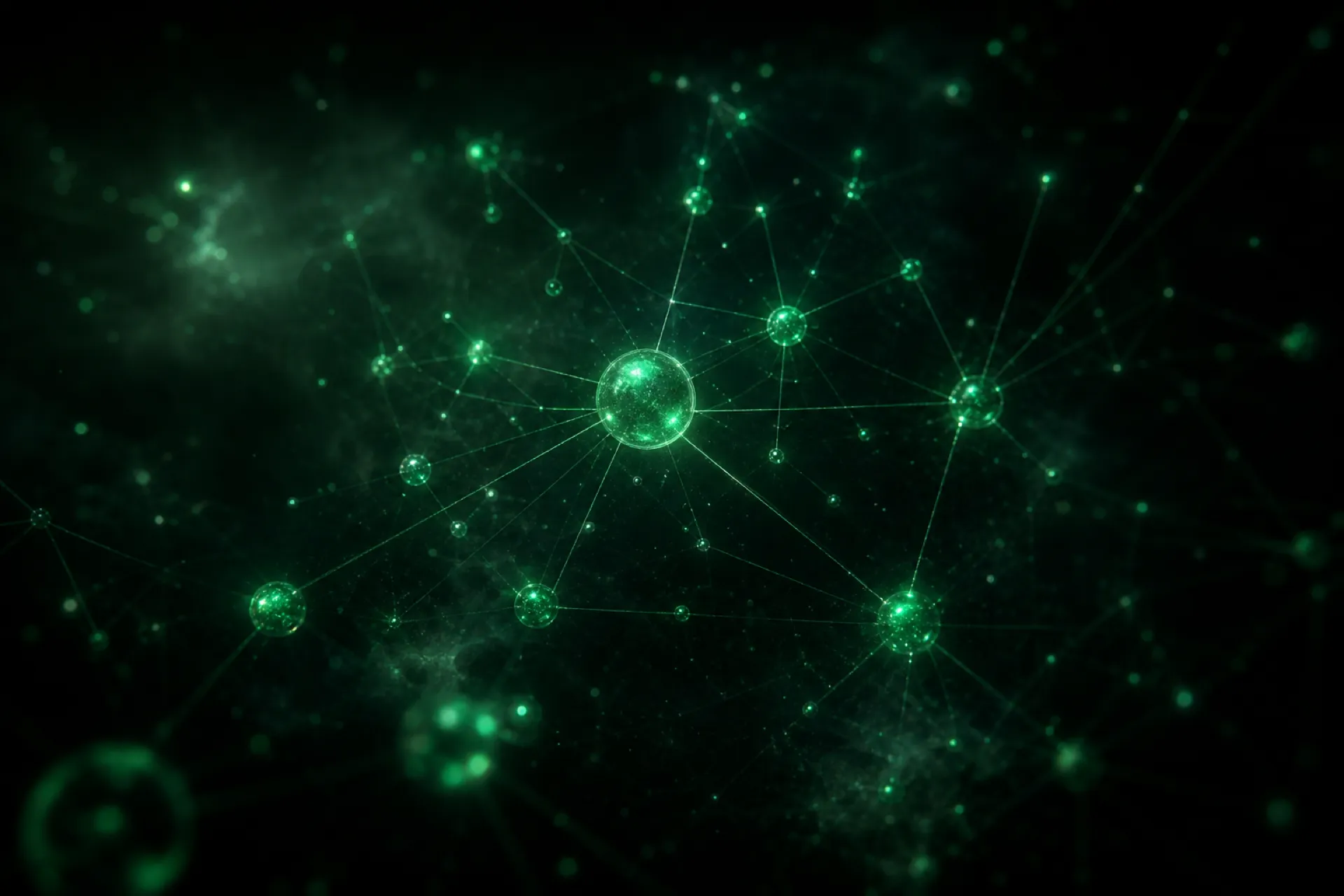 A knowledge graph of connected entities, the core of a Graph RAG pipeline